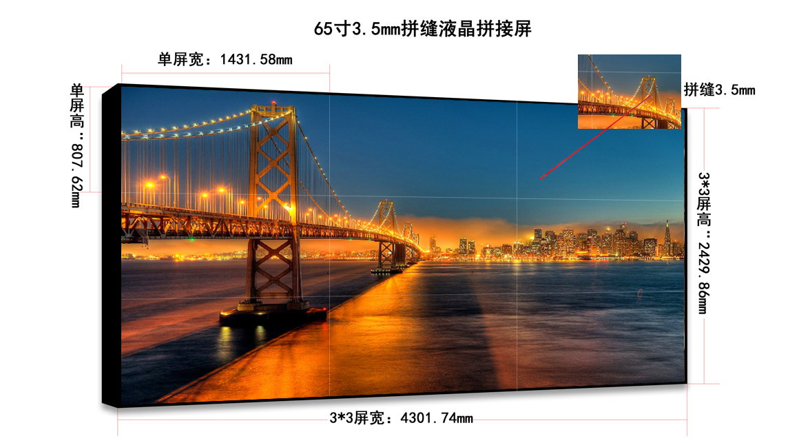 65寸液晶拼接屏3.5mm